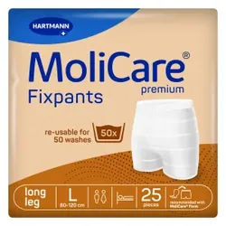 MoliCare® Premium Fixpants Fixierhosen, Fixierhöschen mit verlängertem Beinansatz für sicheren Halt der Vorlage, 1 Beutel = 25 Stück, Größe: L