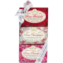 Nesti Dante Firenze Le Rose Soap Set = Rosa Champagne 150 g + Rosa Sensuale 150 g + Rosa Principessa 150 g - 3 Artikel im Set