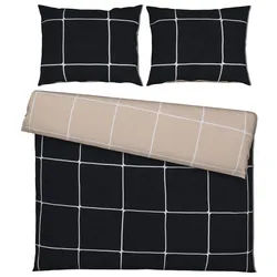 Bettwäsche Linnea Wende XXL Schwarz/Weiß/Beige