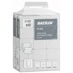 KATRIN Plus Z-Falz Falthandtücher Non Stop M Wide 160 Blatt, Papierhandtücher für niedrig- bis hochfrequentierte Waschräume, 2-lagige, 1 Karton = 15 Packungen à 160 Blatt = 2.400 Blatt