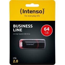 Intenso USB 2.0 Stick 64GB, Business Line, schwarz (R) 28MB/s, (W) 6.5MB/s, Rectractable, Retail-Blister