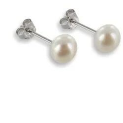 Order & Smile Schmuck Perlenohrringe Perlen Ohrstecker: 925 Silber Ohrringe mit Süßwasserperle weiß