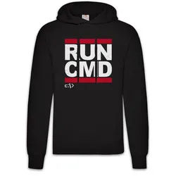 Urban Backwoods Hoodie RUN CMD Herren Hoodie Hacker Computer Science Programmierer Admin IT (1-tlg) Dmc Mr. Robot Fsociety schwarz L