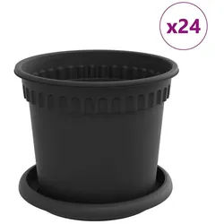 vidaXL Blumentopf Blumentöpfe 24 pcs Schwarz Ø 15 x 12 cm Kunststoff (24 St) schwarz