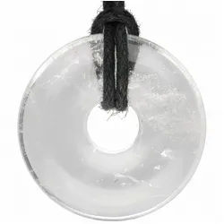 Lebensquelle Plus Edelstein Bergkristall Donut, 30 mm Anhänger + Baumwollband