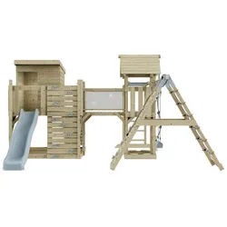 OutdoorToys Spielturm Tessa, aus Holz in Eisblau mit Kinderschaukel & Rutsche, Kletterwand blau
