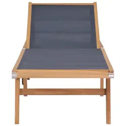 vidaXL Gartenliege, Sonnenliege Klappbar mit Rädern Teak Massivholz und Textilene