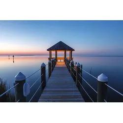 Papermoon Fototapete Steg im Wasser bunt 4,5 m x 2,8 m