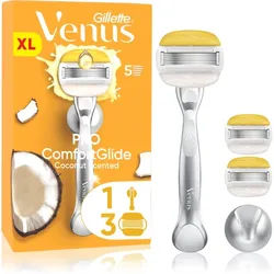 Gillette Venus PRO ComfortGlide Coconut Damen Rasierer mit Duschhalterung + Ersatzklingen 5 St.