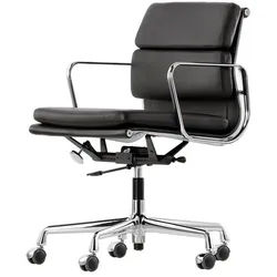 Vitra Bürodrehsessel Soft-Pad schwarz, Designer Charles & Ray Eames, 58x81.5-92.5x57-65 cm