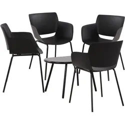 CLP Essgruppe Velvena, Tisch Velva und Stühle Alpena, wetterfest schwarz 188 cm x 80 cm x 153 cm