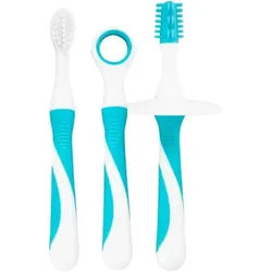 dentistar Zahnbürste Zahnputzlernset - 3-in-1 Starter Set mit Schutzring weiß