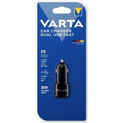 Varta Ladeadapter, KFZ, 24V, schwarz USB-A/-C