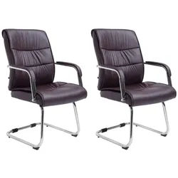 CLP Schwingstuhl 2er Set Lederlook Braun , Metall , 58x100x66 cm , Esszimmer, Stühle, Schwingstühle