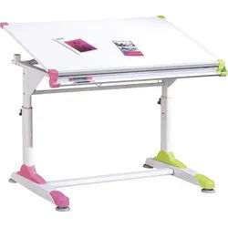 Jugendschreibtisch ca. 100x66 cm Weiß/Pink/Grün