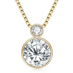 ROUGEMONT Kette mit Anhänger Damen Moissanit Halskette 8mm 2,0 ct 925 Silber 18K Gold + Zertifikat, Echtschmuck goldfarben