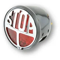 SHIN YO LED-Rücklicht STOP, rotes Glas, schwarzes Metallgehäuse, schwarz