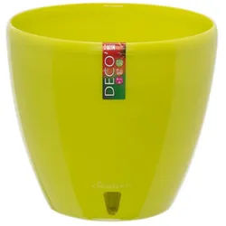 Happy plants Blumentopf Deco Twin - Selbstbewässerungstopf mit Wasserstandsüberwachung, Hochglanzoptik, rund, leichtgewichtig grün 2.5 l | Ø 17.0 cm x 17.0 cm x 15.0 cm x 17.0 cm