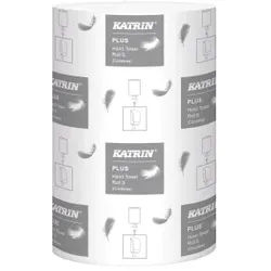 KATRIN Plus S Handtuchrolle, Rollenhandtuchpapier, 1-lagig, weiß, 1 Karton = 12 Rollen