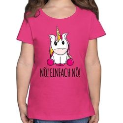 Shirtracer T-Shirt Nö! Einfach Nö! Einhorn Unicorn Lustig Bevor Du fragst Nein Statement Sprüche Kinder rosa 140 (9/11 Jahre)