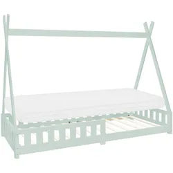 Ml-Design Kinderbett Tipi mit Matratze 90x200 cm Mint , Mintgrün , Holz , 90x200 cm , Kinder- & Jugendzimmer, Kindermöbel, Kinderbetten, Hausbetten