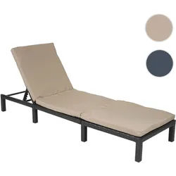 Poly-Rattan Sonnenliege HWC-A51, Relaxliege Gartenliege Liege ~ Basic anthrazit, Kissen creme