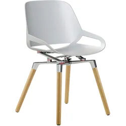 Aeris Besucherstuhl , Weiß, Eichefarben, Chromfarben , Holz, Metall, Kunststoff , Eiche , massiv , Rundrohr , 50x72x52 cm , Fsc, Made in Germany , Typenauswahl, Wippfunktion , Büromöbel, Bürostühle, Besucherstühle