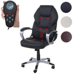 Massage-Bürostuhl HWC-A69, Drehstuhl Chefsessel, Heizfunktion Massagefunktion Kunstleder ~ schwarz