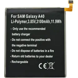 Akku passend für Samsung Galaxy A40, Li-Polymer, 3,85V, 3100mAh, 11,9Wh, built-in, ohne Werkzeug