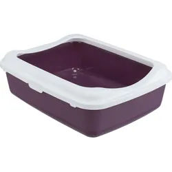 TRIXIE Katzentoilette Classic, mit Rand, 37 x 15 x 47 cm, beere / weiß