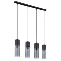 GLOBO LIGHTING Pendelleuchte ANNIKA, ohne Leuchtmittel, Höhe kürzbar, Glas, Essbereich, Wohnzimmer schwarz