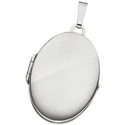 JOBO Medallionanhänger Anhänger Medaillon oval 31 mm, 585 Weißgold für 2 Fotos silberfarben