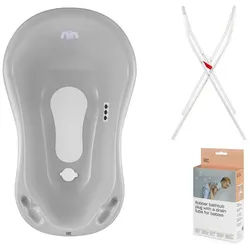 Hylat Baby Babybadewanne Hylat Baby Badewanne Set - für Neugeborene und Babys – Motiv Yeti, (3-teiliges SET, 3-tlg), Babywanne, Ständer, Abfluss - Grau grau