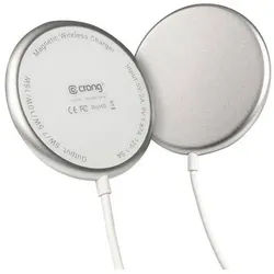 MagSpot Wireless Charger - Aluminum MagSafe 15W Inductive Charger (Silver White)