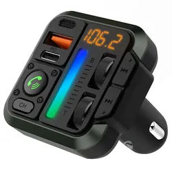 Bluetooth 5.3 FM-Transmitter mit Freisprecheinrichtung, LED-Licht & 20W Schnellladung – Musik, Anrufe & Aufladen im Auto