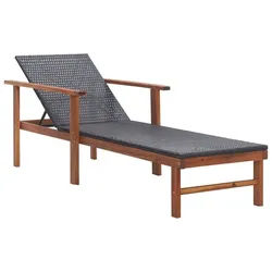 furnicato Gartenliege Poly Rattan Sonnenliege Schwarz 200 x 55 x 56 cm schwarz
