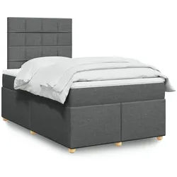 vidaXL Boxspringbett, Boxspringbett mit Matratze Dunkelgrau 120x190 cm Stoff