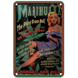 Femer GmbH Metallschild Spruch 12x18 cm Marijuana The plant from hell, (1 St), gewölbte Oberfläche, abgerundete Ecken, umgeschlagene Kanten