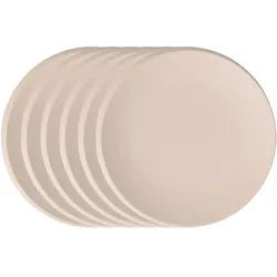 Frühstücksteller VILLEROY & BOCH "Frühstücksteller NewMoon ø 24 cm 6er Set beige", beige, L:24,2cm, Speiseteller