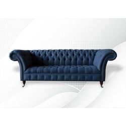 JVmoebel Chesterfield-Sofa, Chesterfield 3 Sitzer Sofa Design Sofa Couch 225 cm blau