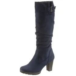 Stiefel ANISTON SHOES, Damen, Gr. 38, Normalschaft, blau (navy), Textil, Veloursleder, Schuhe Stiefel, mit Raffungen am slouchy Schaft