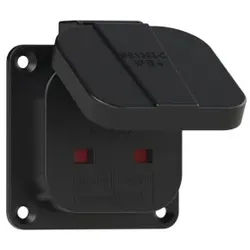 PCE 1020-0s Anbausteckdose 64x64 Britischer Standard 13A IP54 (schwarz) 10200s