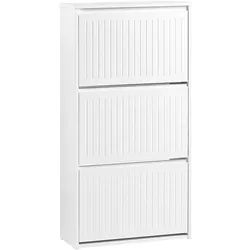 SoBuy Schuhschrank mit 3 Türen Weiß 61x26x119,5cm Funktional