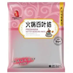 Freshasia Hot Pot Beancurd Knots 200g 译为德文是:Hot Pot Tofuknoten 200g