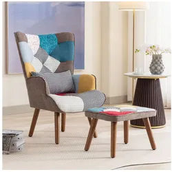 Totnz Relaxsessel Freizeitstuhl mit Fußstütze, Rückenlehne und Kissen, Wohnzimmer (Vielseitig einsetzbar, 2-St., platzsparend und funktional), Einzigartiges Design für lebendige Akzente bunt