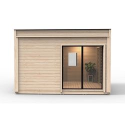 JVmoebel Sauna Sauna Trockensauna Holzsauna Saunafass Landhaus Garten Saunas Häuschen, BxTxH: 464 x 354 x 318 cm, 145,00 mm, (1-St., 1x Sauna) Made in Europa beige