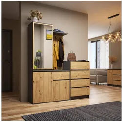 Raumhirsch Furniture Schuhschrank Schuhschrank, Garderobenschrank, Eingangsbereich (verschiedene Farben - Maße: 95 x 183 x 35 cm) - Hochwertig & stabil grau