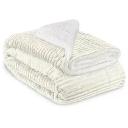 Beautissu Decke Elisa 220/240 cm Natur , Beige , Textil , 220x240 cm , Wohntextilien, Decken, Kuscheldecken