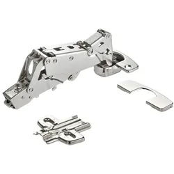 SO-TECH® Türbeschlag Weitwinkelscharnier 165° Sensys 8657i, Softclose (1 St), Eckanschlag + Montageplatte Höhe 0 mm + Abdeckung silberfarben