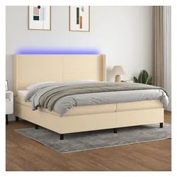 vidaXL Boxspringbett, Boxspringbett mit Matratze & LED Creme 200x200 cm Stoff